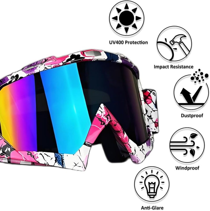 4-FQ Motocross Goggles ATV DirtBike Riding Racing Eyewear Windproof Glasses, Eye Protection Safety Goggles for Youth Men & Women, UV400 Anti-Fog Scratch Impact Resistant - Image 4